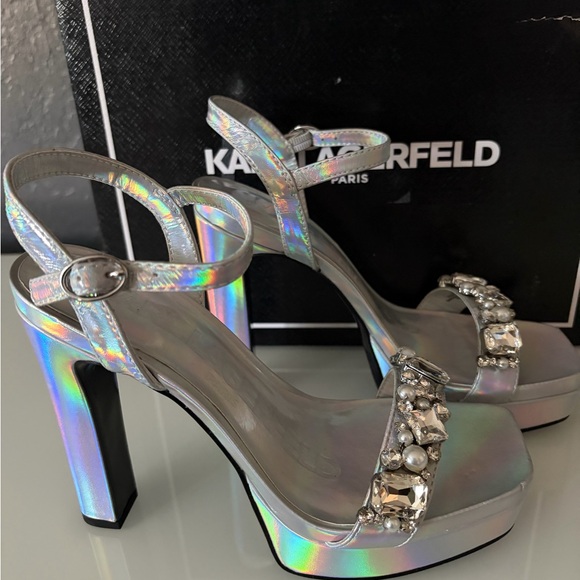 Karl Lagerfeld Shoes - Karl Lagerfeld “Jala” Embellished Ankle-Strap Platform Sandals, Women’s Sz 7.5